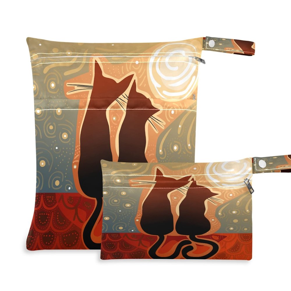 2-Piece Waterproof Wet Bag Set, Cat Lover Moon