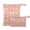 2-Pack Waterproof Wet Bags, Cat Pink, Reusable Washable Organizer Bags for Toddler Diapers view 1