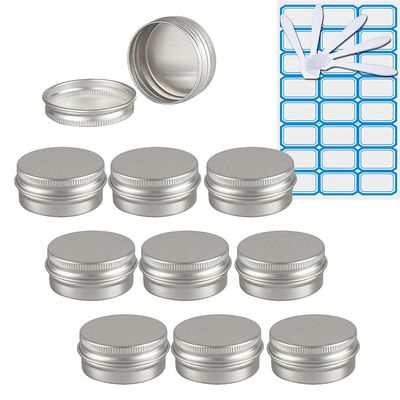 ZEOABSY 10-Pack 10 mL Round Silver Aluminum Tins with Screw Lids