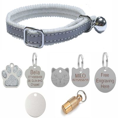Reflective Cat Collar with Safety Elastic and Optional Personalized Tag
