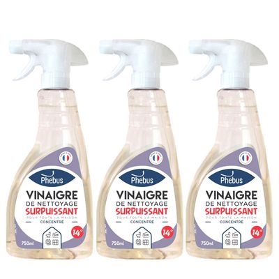 DSTOCK60 3 x 0.75 L Bottles White Vinegar, Extra-Strength 14° (PHEBUS Original Product) – Degreasing, Descaling, Drainage, Home and Garden