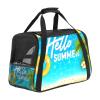 Portable Pet Travel Carrier, Airline-Approved Soft-Sided Duffel for Cats, Dogs and Rabbits, “Hello Summer Beach” Print view 1
