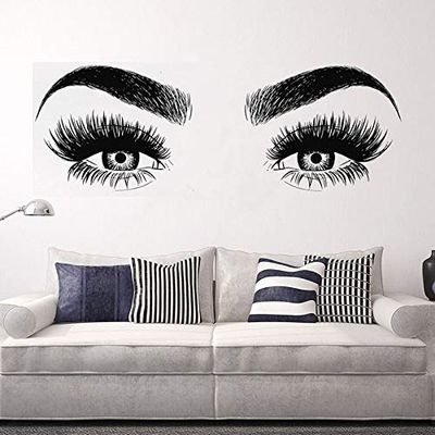 Zdklfm69 Wall Sticker Beauty Salon Eyes and Eyelashes Vinyl Decal for Girl's Bedroom or Living Room, 76 x 207 cm