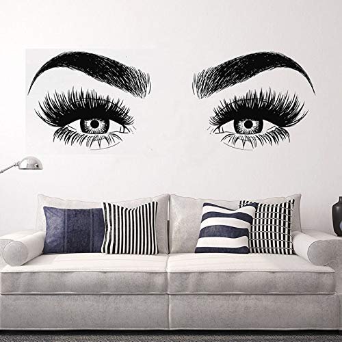 Zdklfm69 Wall Sticker Beauty Salon Eyes and Eyelashes Vinyl Decal for Girl's Bedroom or Living Room, 76 x 207 cm