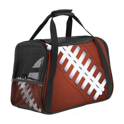 Portable Pet Travel Carrier, Airline-Approved Duffel with Soft Football-Texture Print