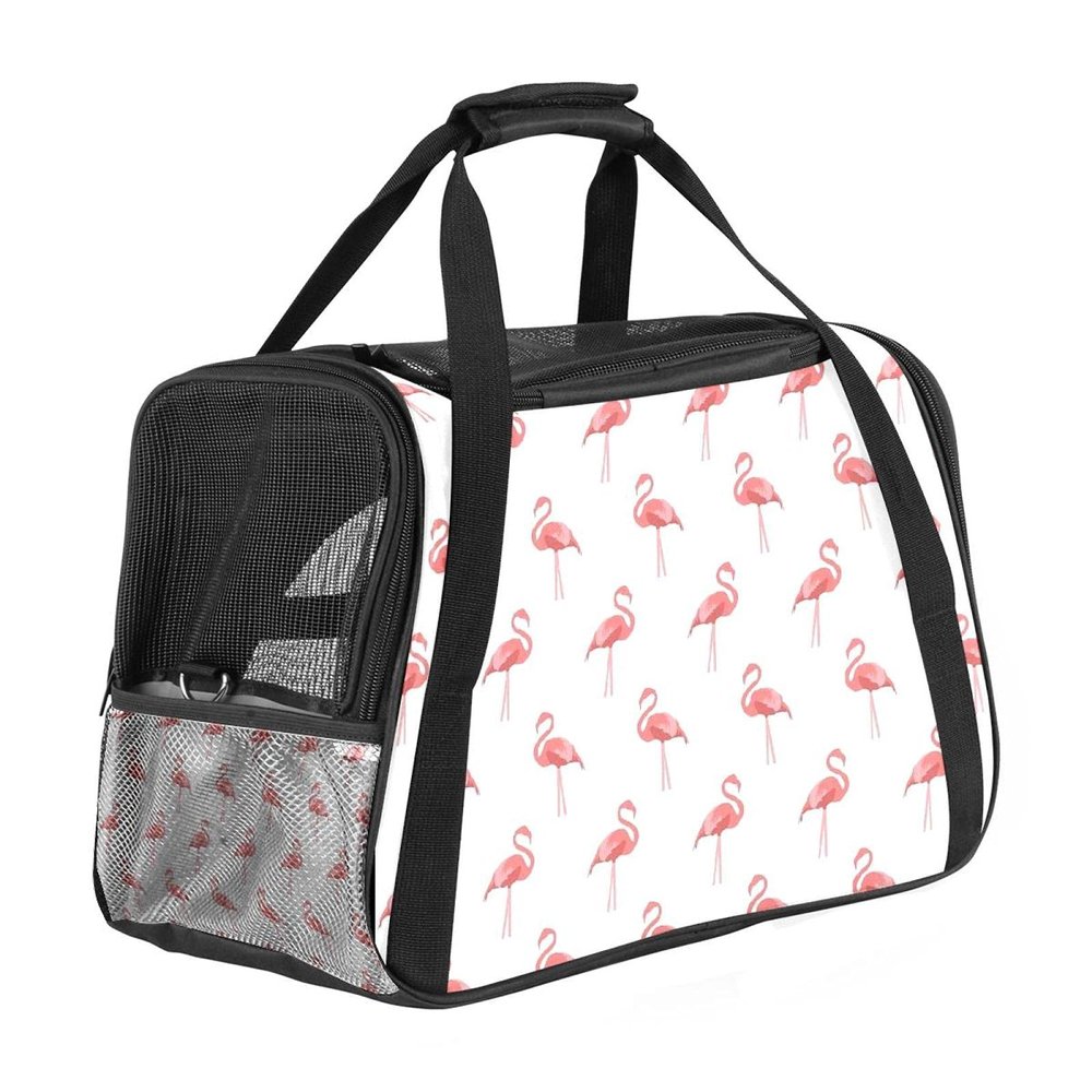 Soft Flamingo Pet Carrier for Cats and Dogs, Foldable and Airline-Approved