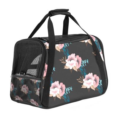 Portable Pet Travel Bag, Airline-Approved Soft-Sided Duffle Carrier for Cats, Dogs and Rabbits, Floral Pattern