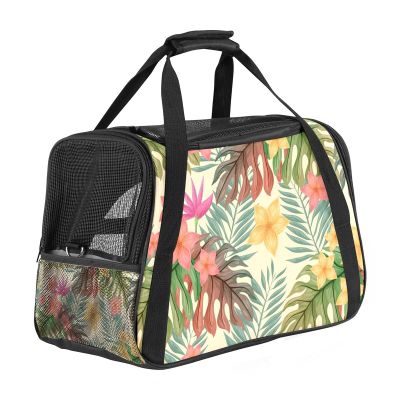 Airline-Approved Soft-Sided Pet Travel Carrier with Tropical Floral Print