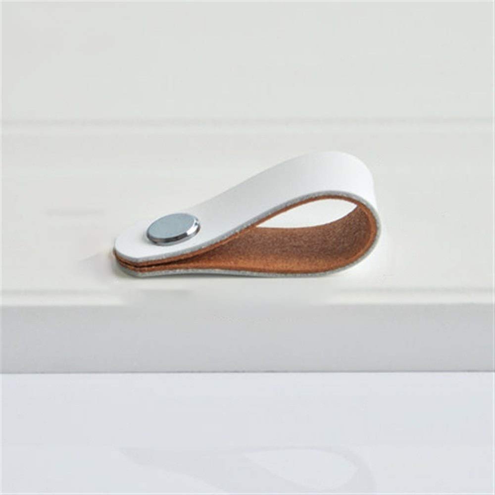 Temhyu Shuxiang White Leather and Brass Cabinet Pull