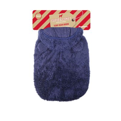 Rosewood Cupid and Comet Hoodie for Dogs and Cats, Super Soft, Small, Navy Blue