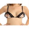 Zaldita Women's Sheer Lace Open-Bust Bra, Black, L view 1