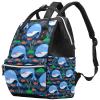 Large-Capacity Multifunctional Waterproof Diaper Backpack for Moms and Dads, Navy Cartoon Dolphin Fish, Color 1, One Size view 1