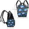 Large-Capacity Multifunctional Waterproof Diaper Backpack for Moms and Dads, Navy Cartoon Dolphin Fish, Color 1, One Size view 2