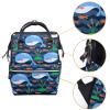Large-Capacity Multifunctional Waterproof Diaper Backpack for Moms and Dads, Navy Cartoon Dolphin Fish, Color 1, One Size view 3
