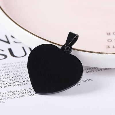 EUSFIYY Personalized Stainless Steel Dog Tag, Laser Engraved, Black Heart, Size S