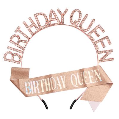 AOPRIE Birthday Crown Headband for Women and Girls, Metal