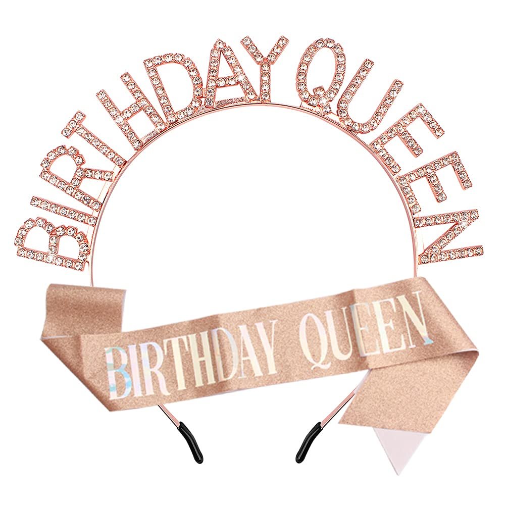 AOPRIE Birthday Crown Headband for Women and Girls, Metal