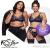 RSLOVE Women's Lingerie Set with Garter Belt – 3-Piece Lace Teddy Babydoll Bodysuit, Dark Blue, Extra Large view 2