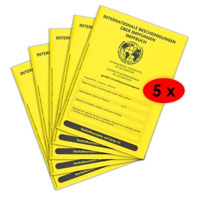 WEIDEBACH Vaccination Record with Emergency Page, incl. Vaccine Guide (5-Pack)