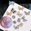 YZDKJ 3-Piece 3D Flying Butterfly Nail Art Decorations, Alloy Crystal Nail Jewelry (Color: 1723) view 2