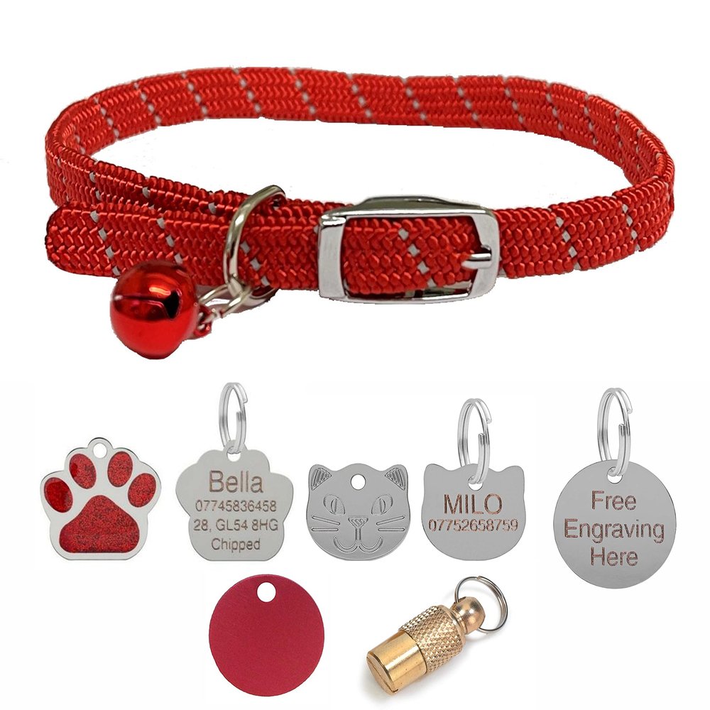 Reflective Cat Collar with Safety Elastic and Bell