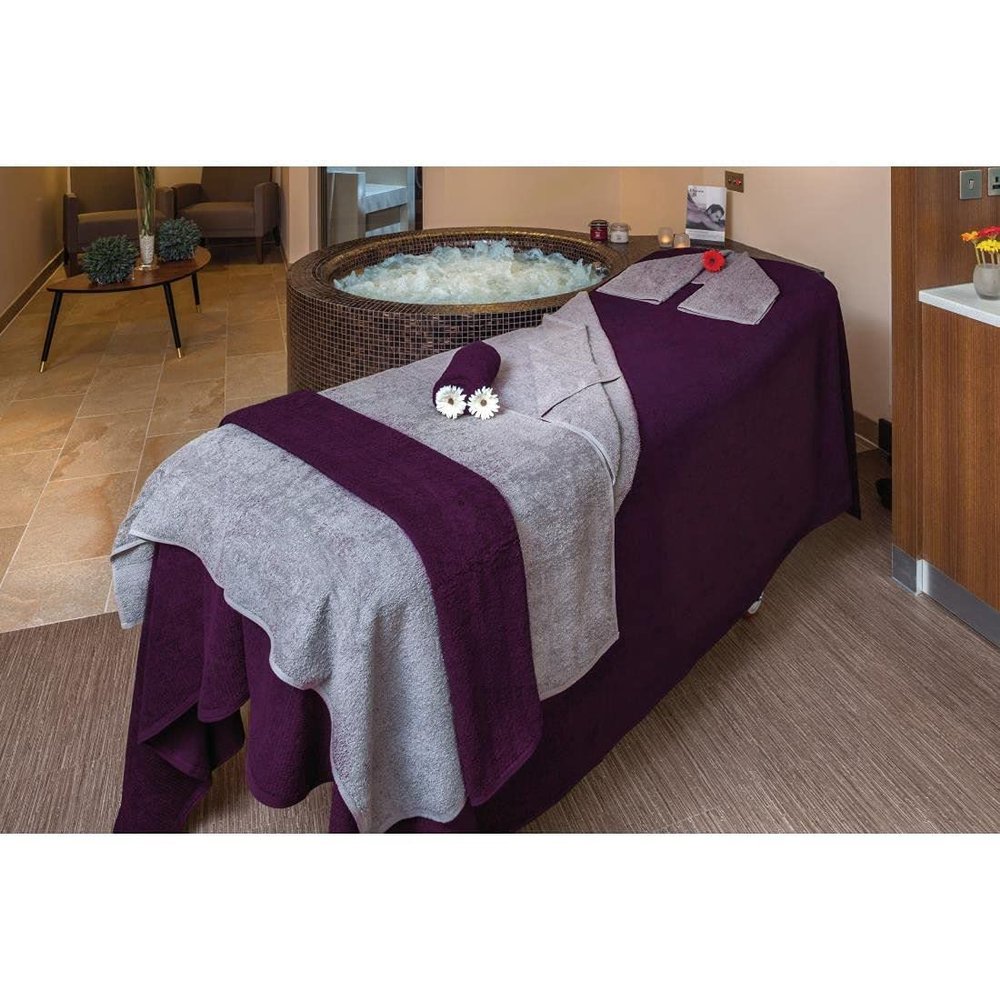 Mitre Comfort Enigma Purple Massage Table Cover - 100% Cotton - Lightweight Reversible Design - Watte-Dyed and Quick-Drying - 2000 x 2400 mm