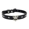 MARMODAY Dog Collar, Leather, Metal, Comfortable, Ultra Bright, Halloween Skull, with Rhinestones view 1