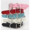 MARMODAY Dog Collar, Leather, Metal, Comfortable, Ultra Bright, Halloween Skull, with Rhinestones view 2