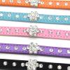 MARMODAY Dog Collar, Leather, Metal, Comfortable, Ultra Bright, Halloween Skull, with Rhinestones view 4