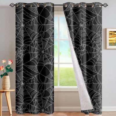 Showudesigns Spider Web Print Blackout Curtains, 132 x 213 cm