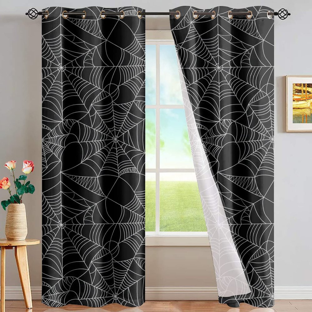 Showudesigns Spider Web Print Blackout Curtains, 132 x 213 cm