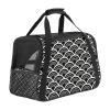 Portable Pet Travel Carrier, Airline-Approved Soft-Sided Duffel Bag for Cats, Dogs & Rabbits, Black-and-White Abstract Pattern view 1