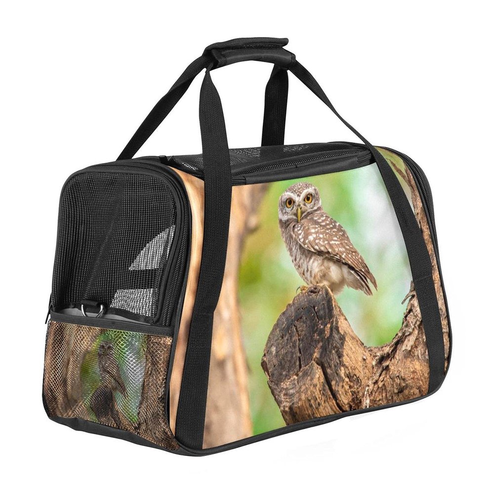 Portable Airline-Approved Pet Travel Bag for Cats, Dogs & Rabbits, Soft-Sided Owl Print