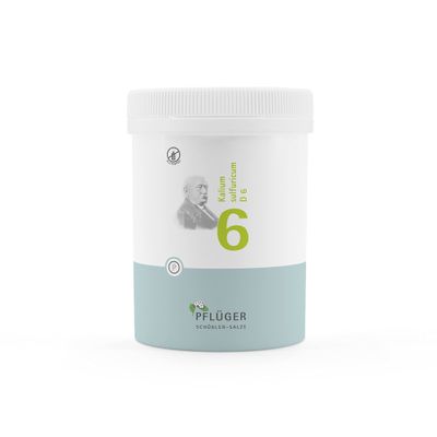 Pflüger Schüßler Salt No. 6 Kalium Sulfuricum D6 – 1,000 Tablets – “The Detoxification Salt” – Gluten-Free
