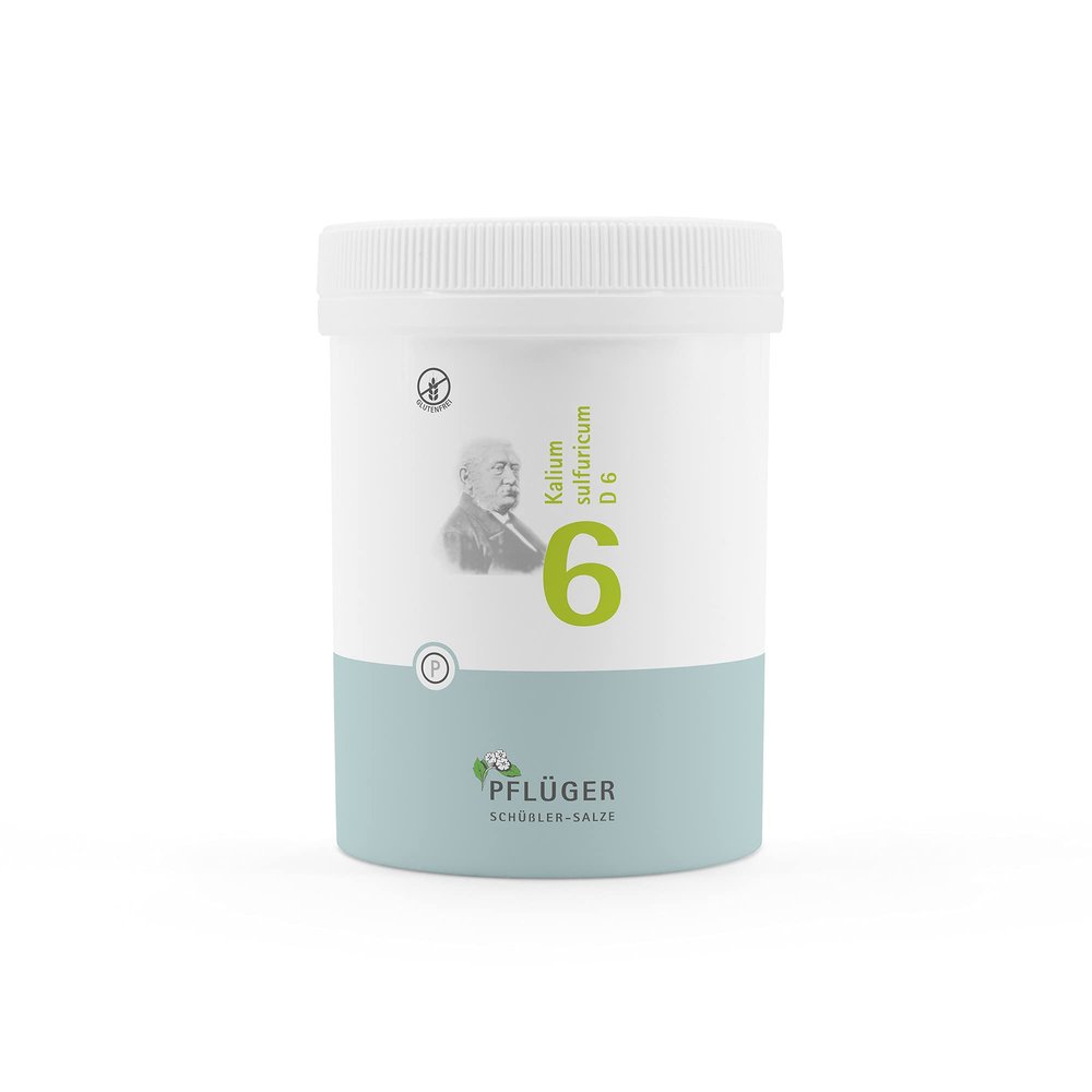 Pflüger Schüßler Salt No. 6 Kalium Sulfuricum D6 – 1,000 Tablets – “The Detoxification Salt” – Gluten-Free