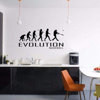 Wall Sticker Wall Decal Evolution of Baseball Home Decoration Airplanes Hearts Love Travel Room Decor Poster Mural 76 x 167 cm