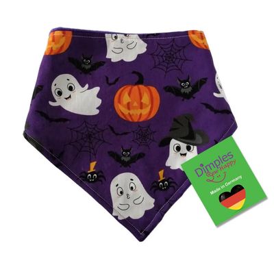 Dimples Dog Bandana - Purple Halloween Ghosts, 40 cm