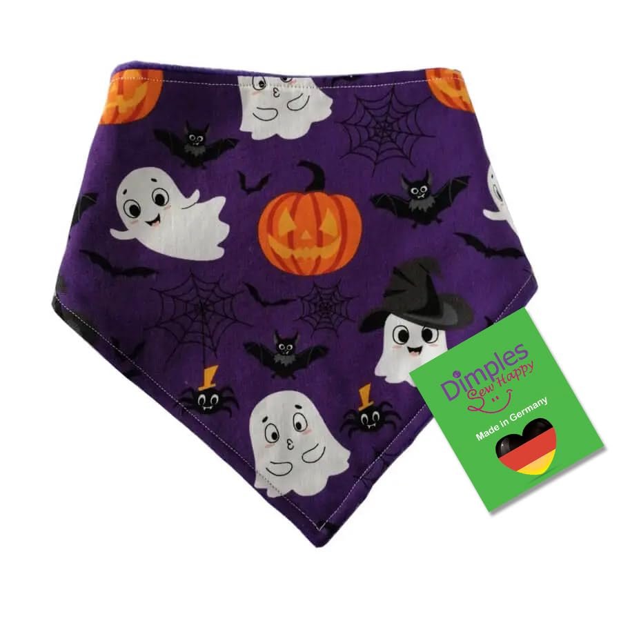 Dimples Dog Bandana - Purple Halloween Ghosts, 40 cm