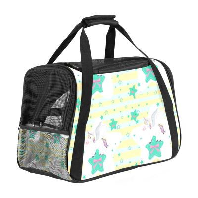 Airline-Approved Soft-Sided Pet Travel Duffel, Unicorn Star-Stripe Pattern