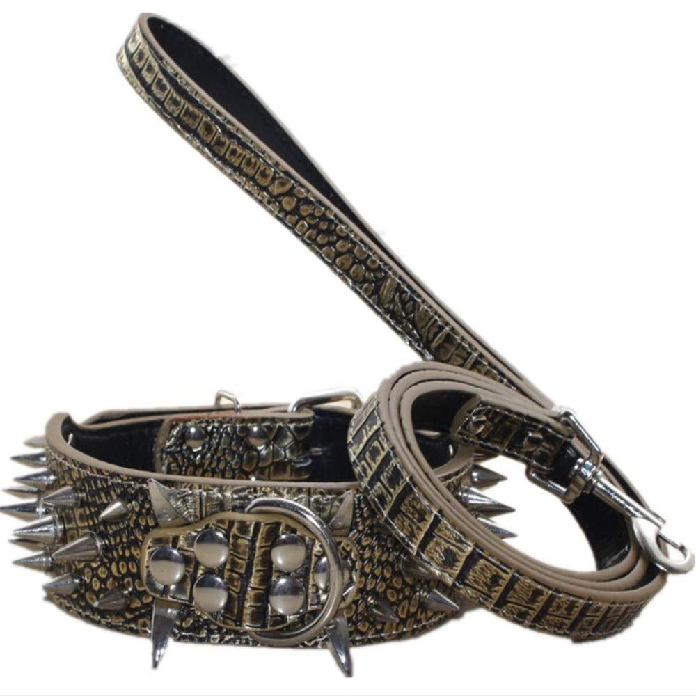haoyueer Dog Collar and Leash, Leather, 5.1 cm Wide
