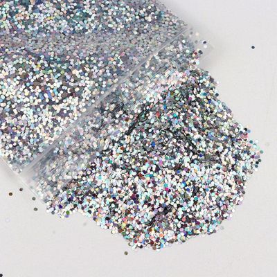 50 g 1 mm Holographic Glitter Nail Sequins Powder, Shiny Irregular 3D Hexagon Sequins, DIY Nail Art Decoration - LB100