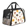 Portable Pet Travel Carrier, Airline-Approved Soft-Sided Duffle Bag for Cats, Dogs & Rabbits, Autumn Leaf Hedgehog Mushroom Print view 1
