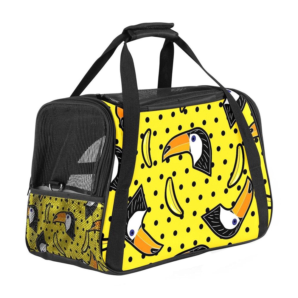 Airline-Approved Soft-Sided Pet Travel Carrier for Cats, Dogs and Rabbits, Yellow with Dots