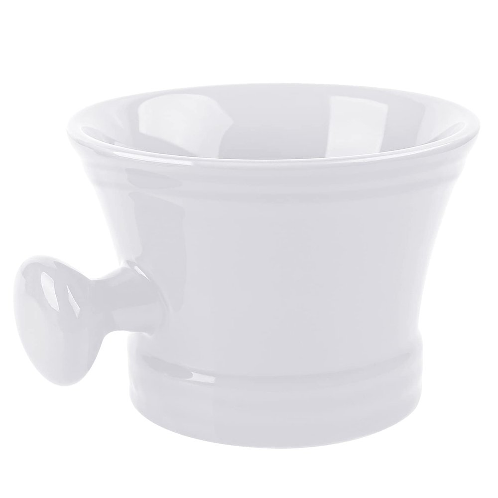 Linkidea Large White Ceramic Shaving Soap Bowl with Handle