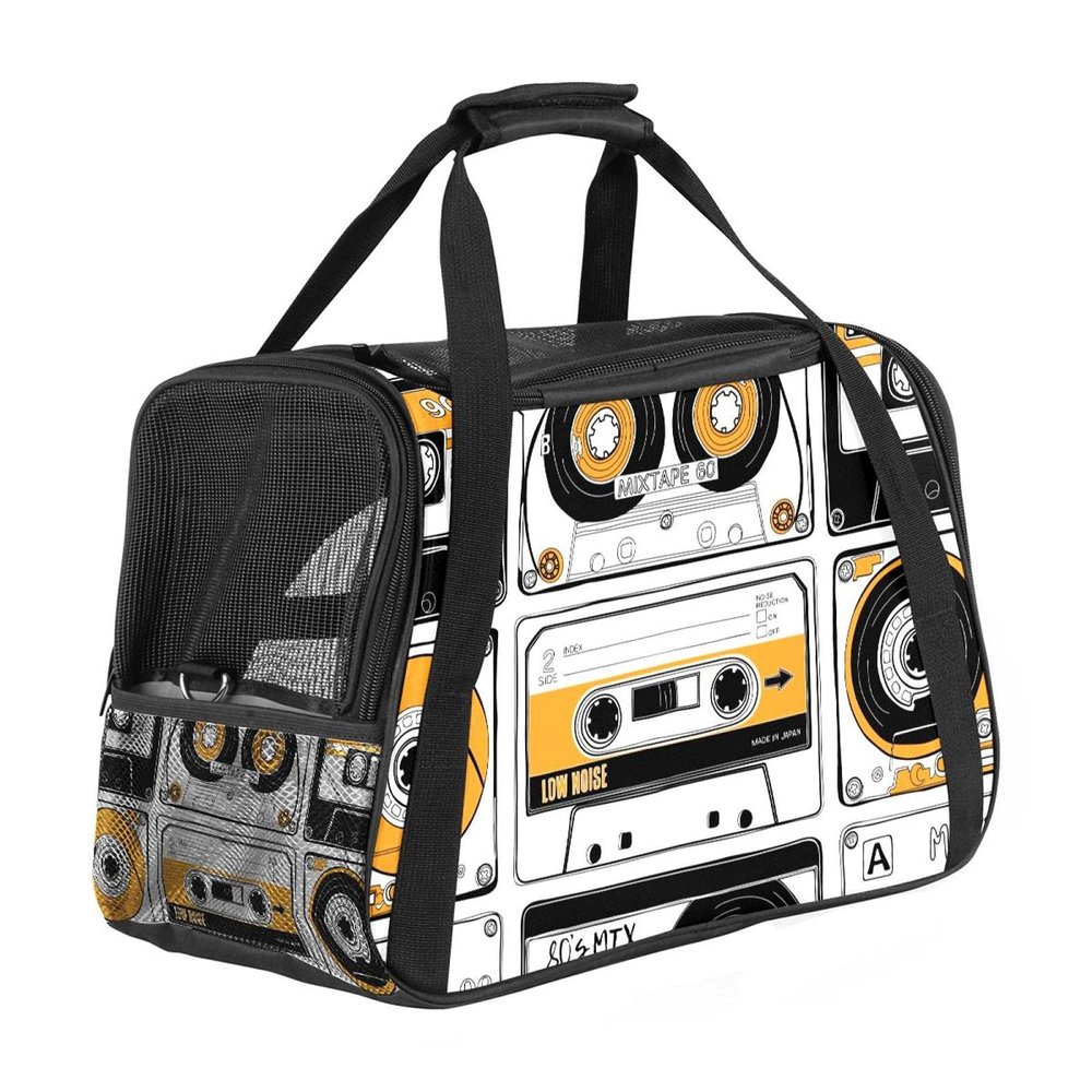 Vintage Audio Cassette Pet Carrier, Soft-Sided, Foldable