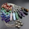 Natural Stone Hexagonal Chakra Dowsing Crystal Pendulum Pendant view 2