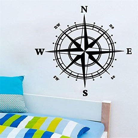 Zdklfm69 Compass Wall Sticker, DIY Vinyl Wall Decal, 77 x 77 cm