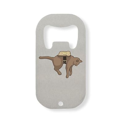 AlpenLife Basics Cat and Butter Toast Anti-Gravity Infinite Energy Stainless Steel Bottle Opener, Silver