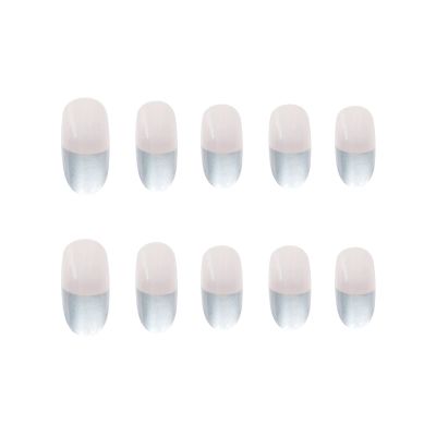 Chrome Silver Round False Nail Stickers with Decorative Armor