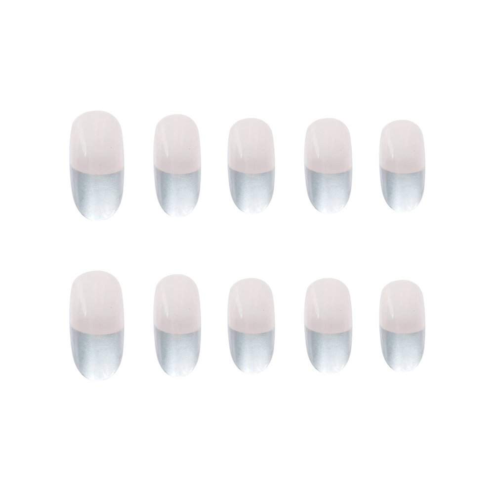 Chrome Silver Round False Nail Stickers with Decorative Armor